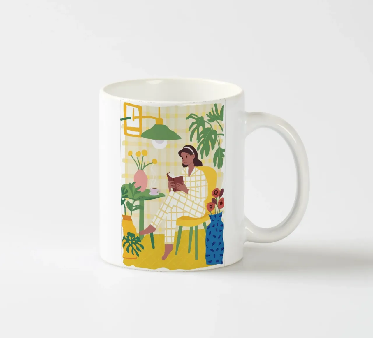 Contemplazione in un caffè illuminato dal sole tazza in ceramica da Sky Velour