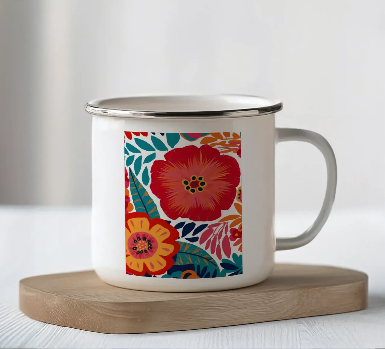 Passione in fiore cremisi tazza in smalto da Sky Velour