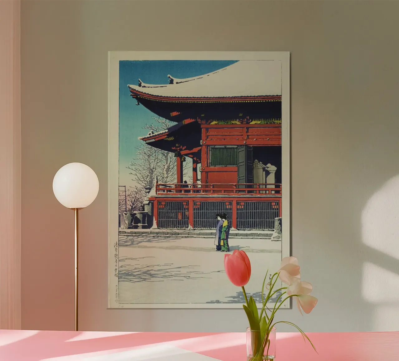 Clearing After a Snowfall at the Asakusa Kannon Temple by Ka alluminio dibond da Bisous Art