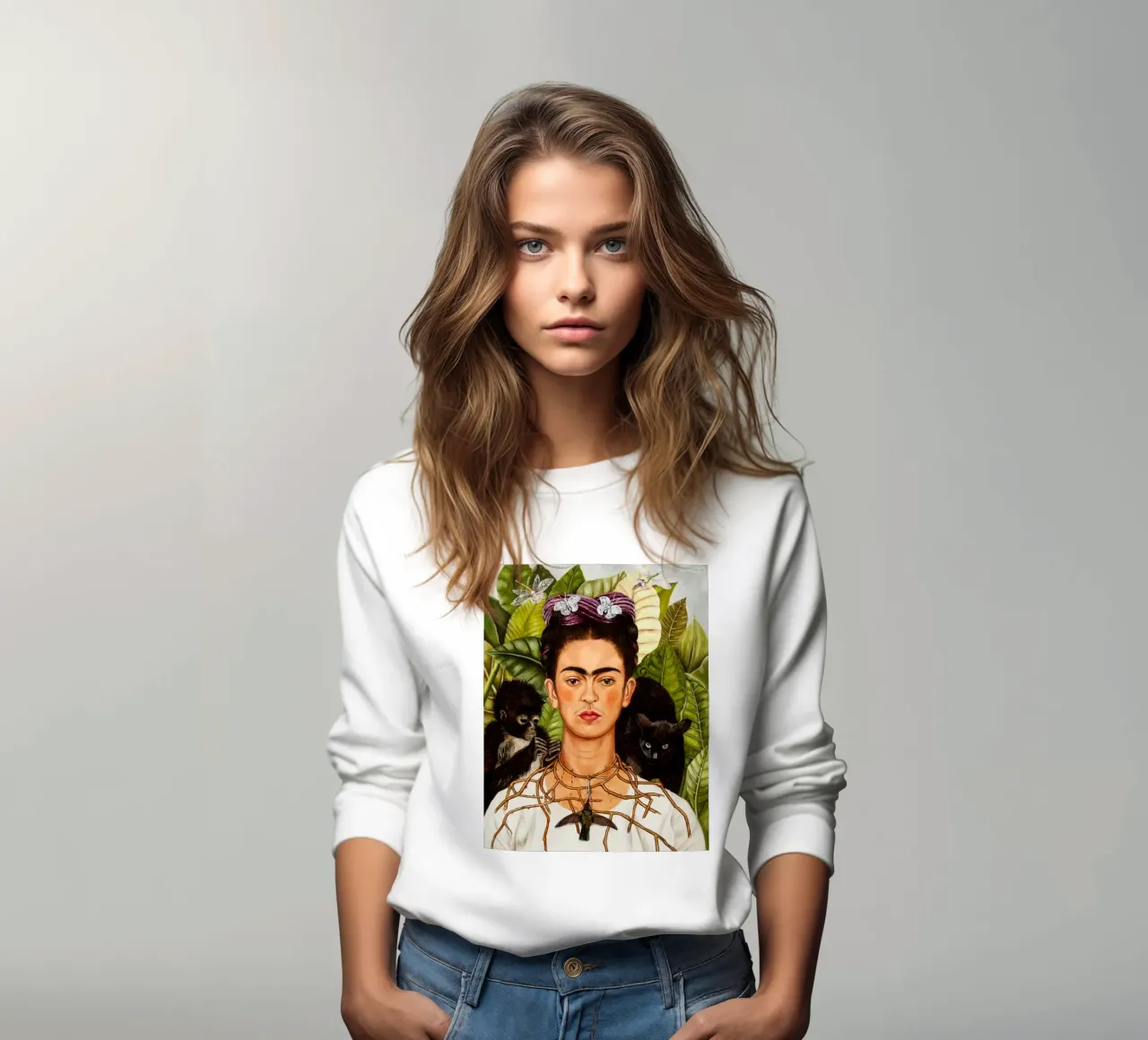 Self-Portrait with Thorn Necklace and Hummingbird (1940) by felpa da Bisous Art