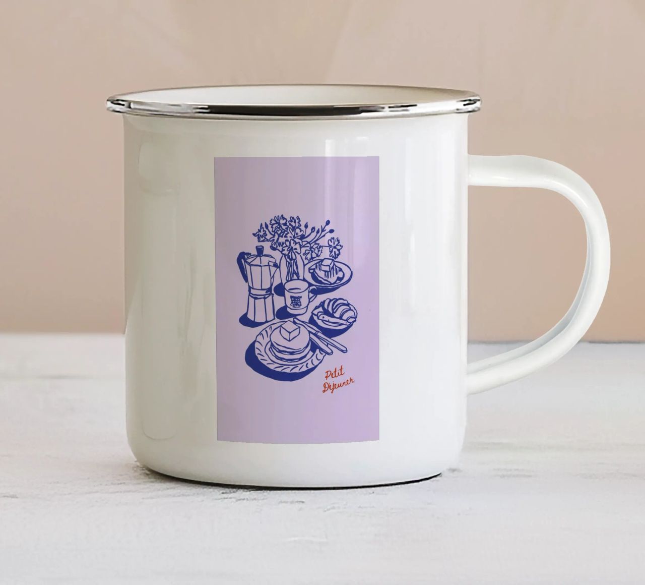 Boho Food 16 Petit Dejeuner tazza in smalto da Boho Print Collection