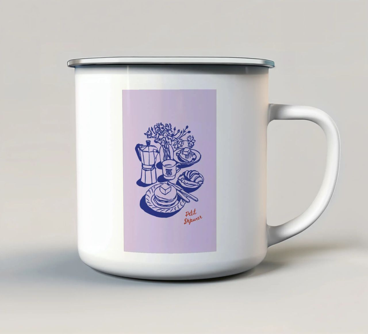 Boho Food 16 Petit Dejeuner tazza in smalto da Boho Print Collection
