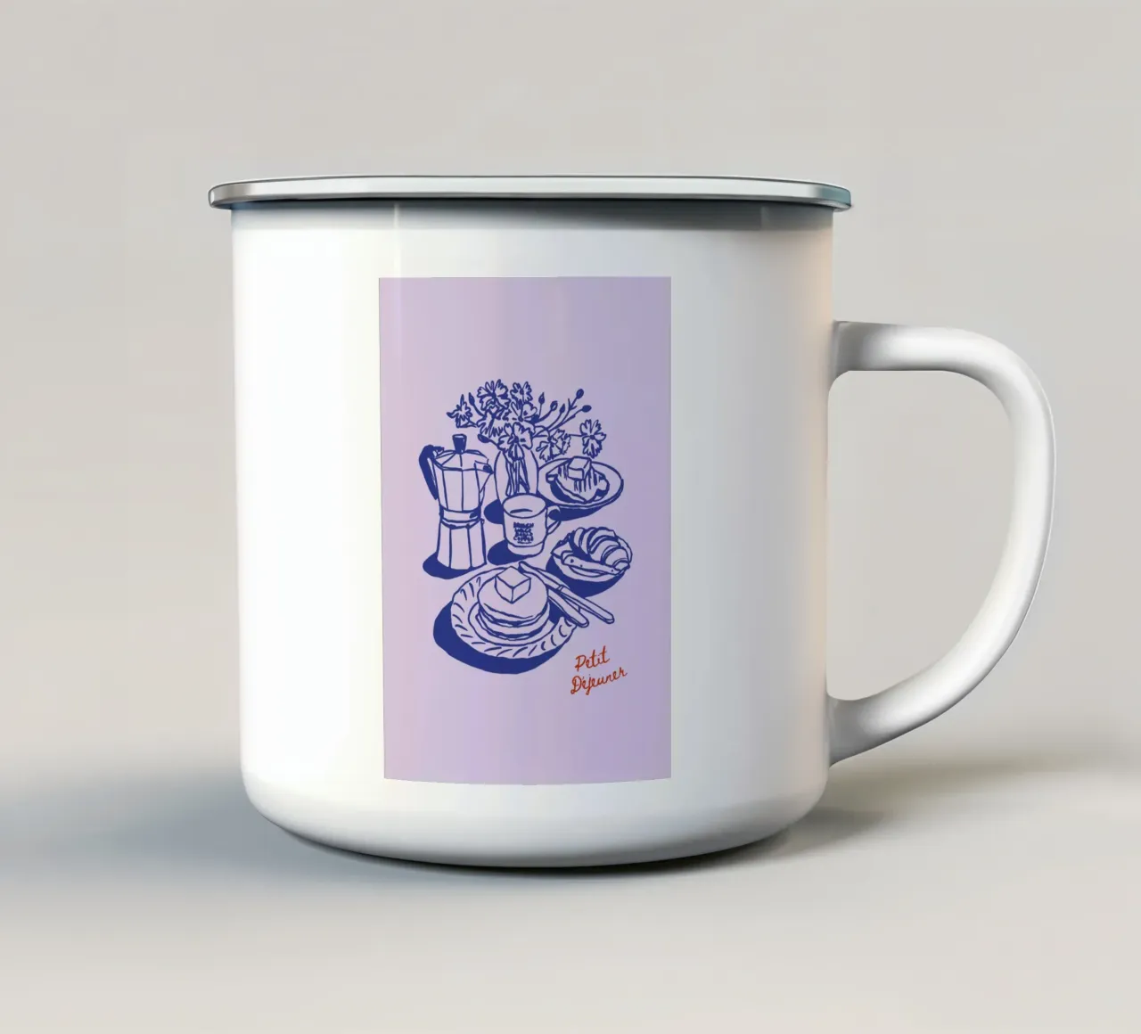 Boho Food 16 Petit Dejeuner tazza in smalto da Boho Print Collection