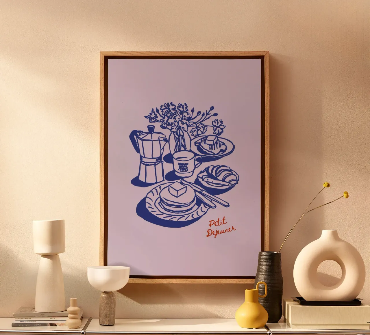 Boho Food 16 Petit Dejeuner canvas met Baklijst van Boho Print Collection