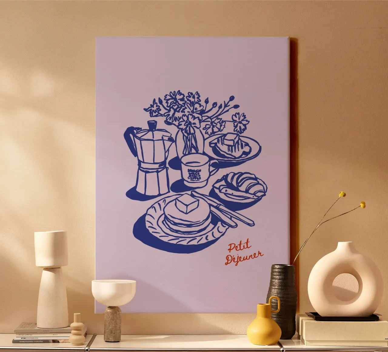 Boho Food 16 Petit Dejeuner canvas met Baklijst van Boho Print Collection