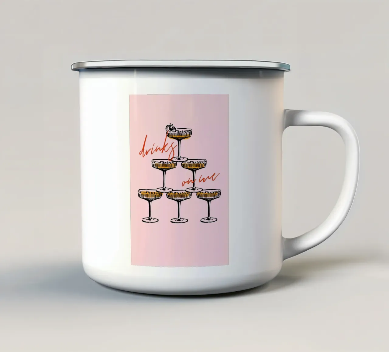 Boho Food 17 Drinks on Me tazza in smalto da Boho Print Collection