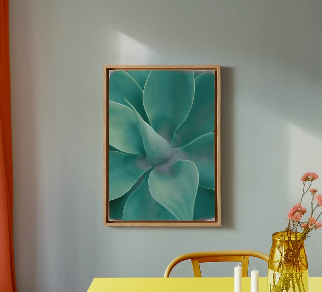 Cactus turchese tela con Cornice a cassetta da Eva Nev Photography
