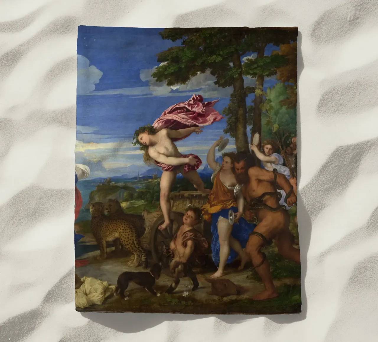Titiaan - Bacchus en Ariadne strandhanddoek van Timeless Artworks