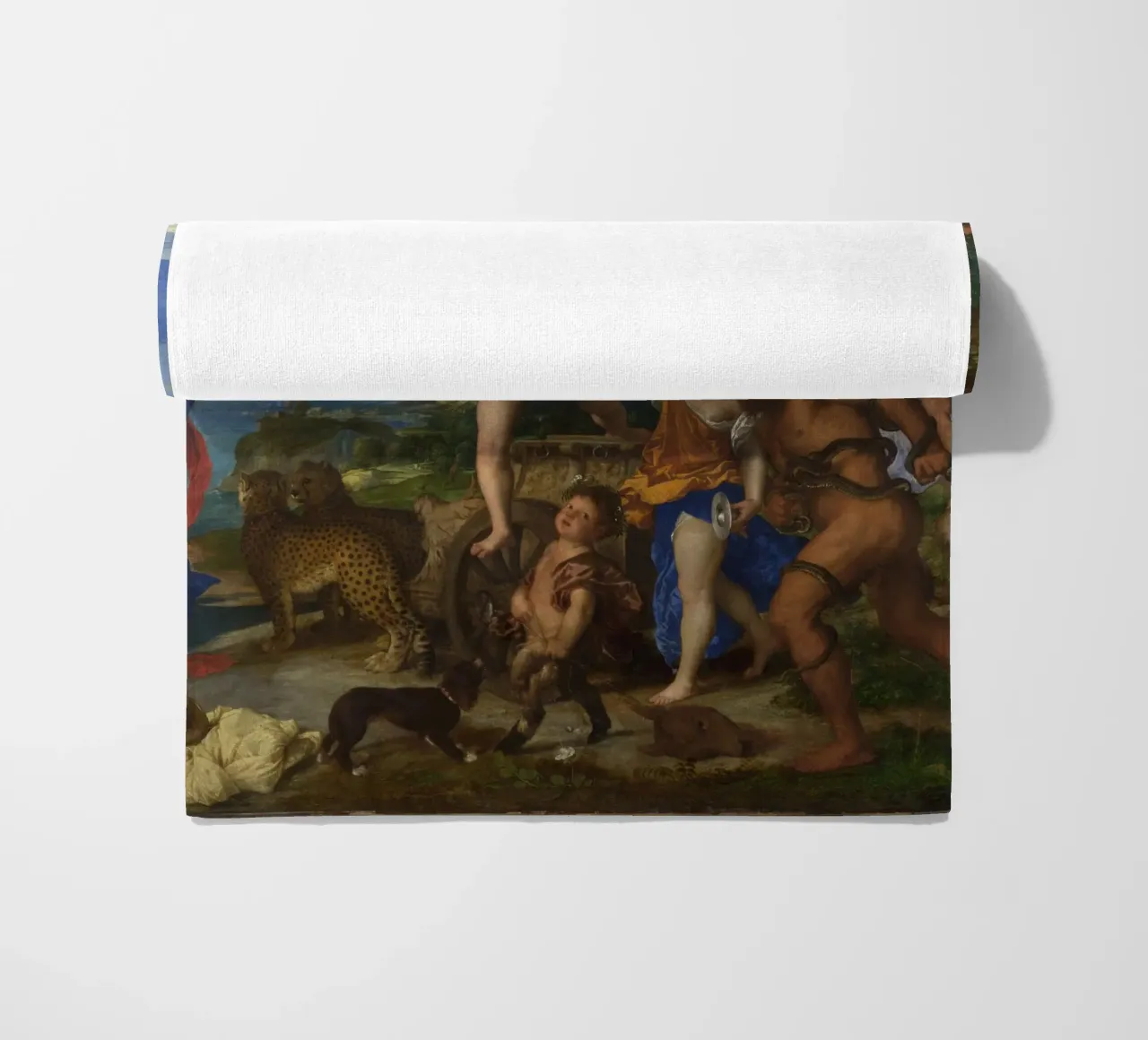 Titiaan - Bacchus en Ariadne strandhanddoek van Timeless Artworks
