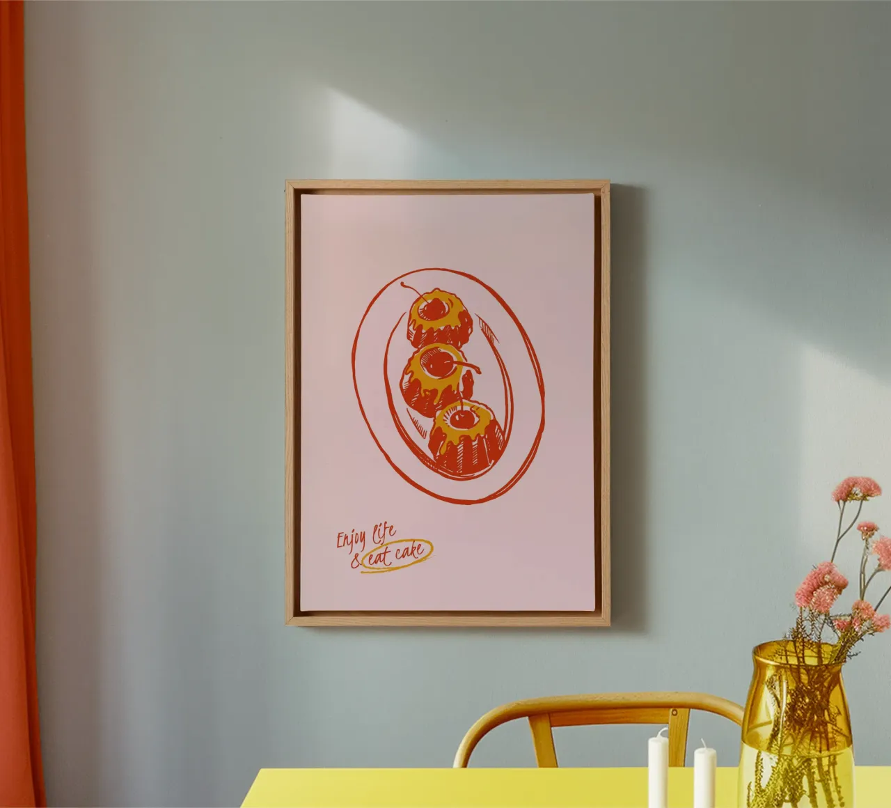 Boho Food 17 Eat Cake tela con Cornice a cassetta da Boho Print Collection