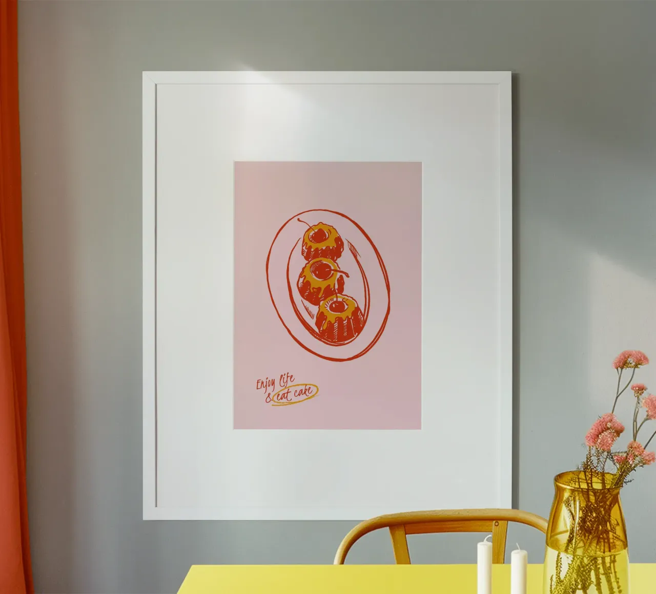 Boho Food 17 Eat Cake poster con telaio in plastica da Boho Print Collection