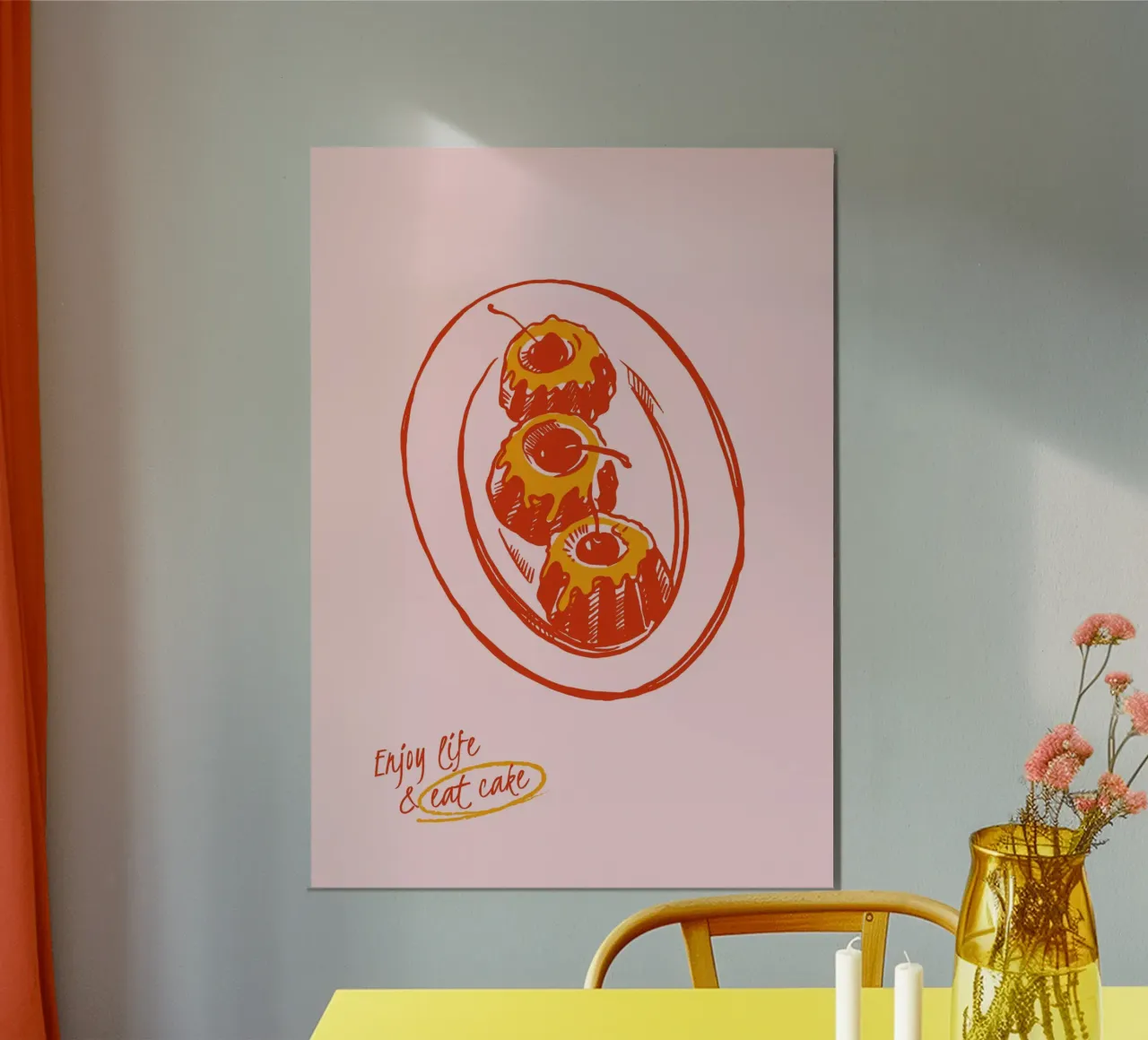 Boho Food 17 Eat Cake poster con telaio in plastica da Boho Print Collection