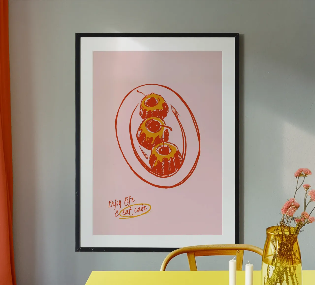 Boho Food 17 Eat Cake poster con telaio in plastica da Boho Print Collection