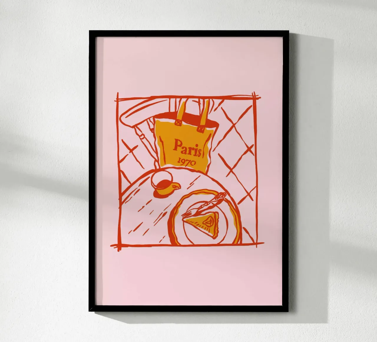 Boho Food 17 Paris 1970 poster con telaio in alluminio da Boho Print Collection