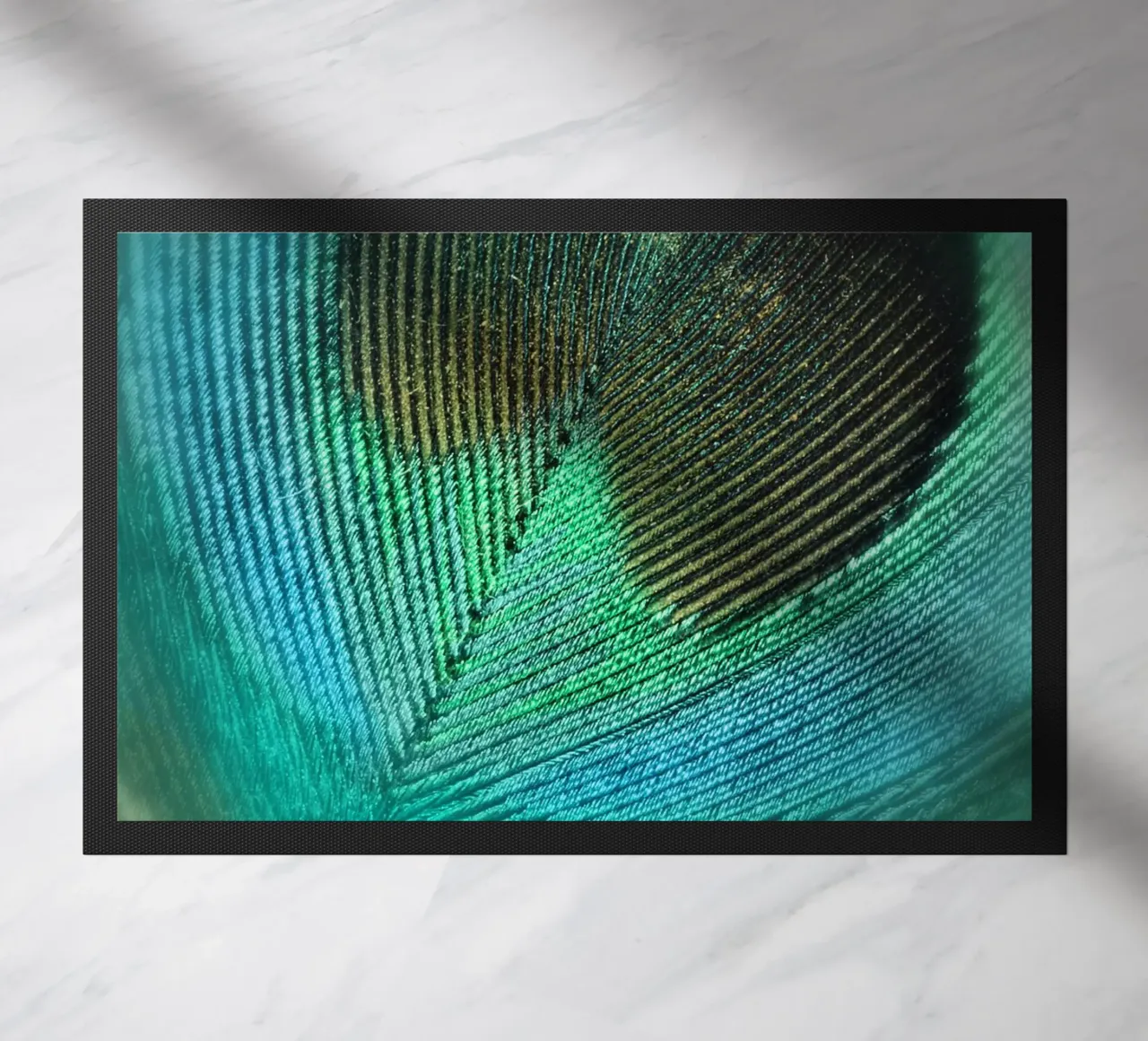 Teal Feather doormat by Eva Nev Photography