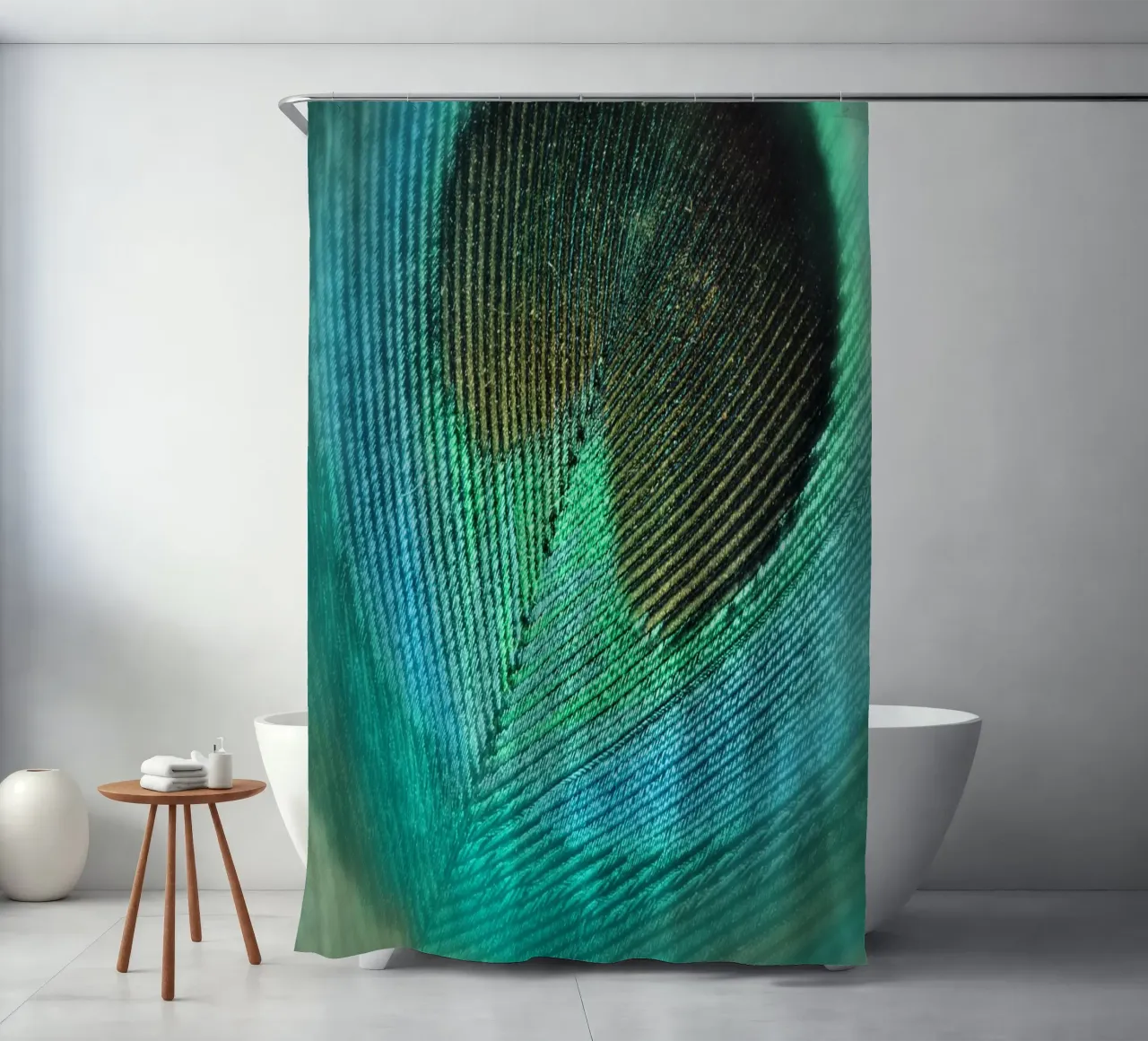Teal Feather shower curtain by Eva Nev Photography