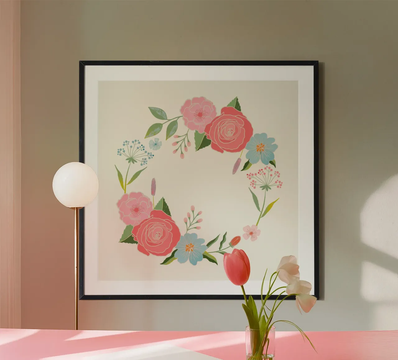 Blumenkranz, romantisch. Herzlichen Glückwunsch. Poster von CalliLetters
