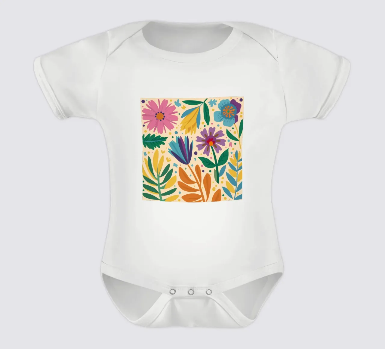 Patch di fiori selvatici stravaganti body neonato maniche corte da Solace Light