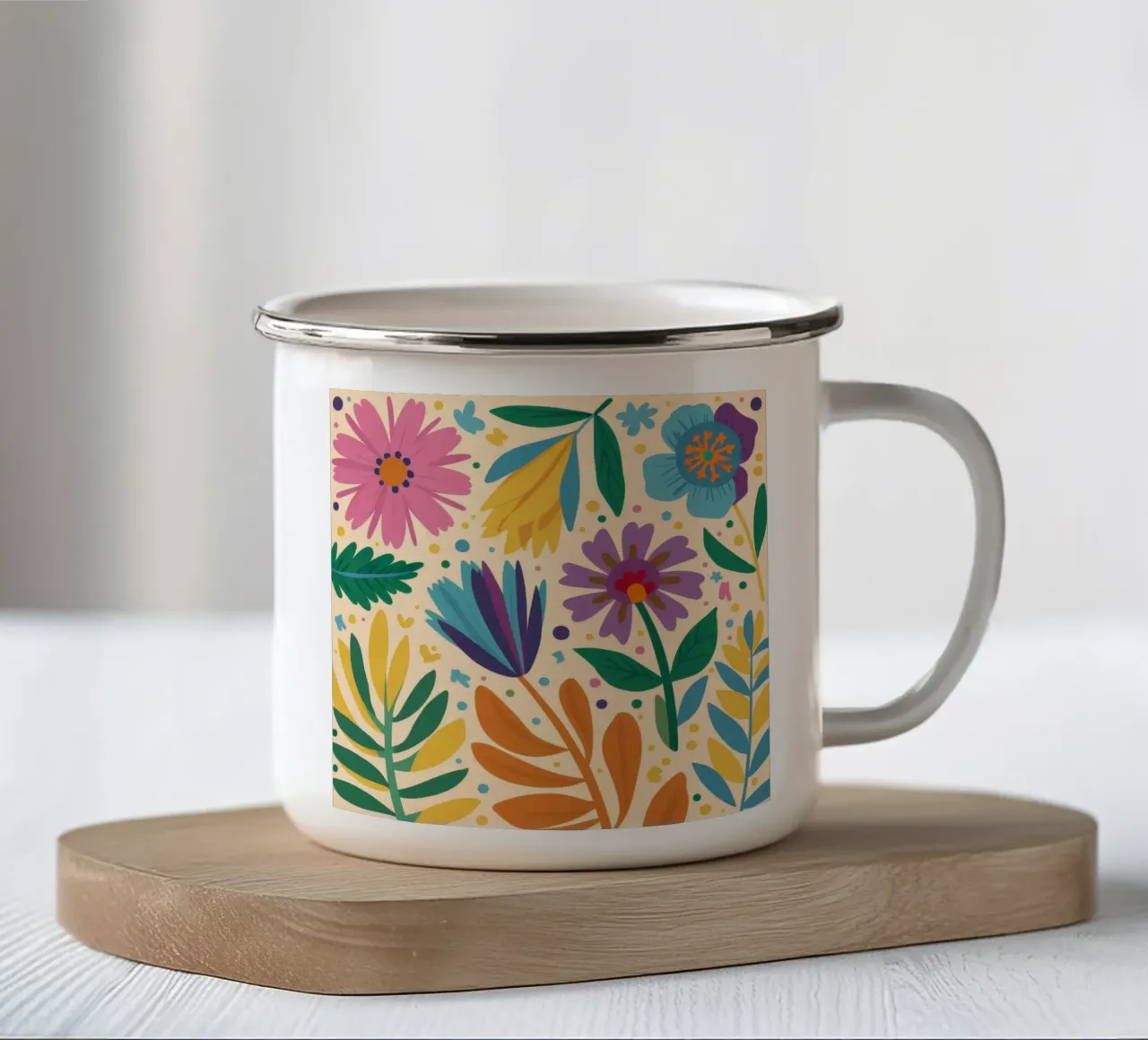 Patch di fiori selvatici stravaganti tazza in smalto da Solace Light