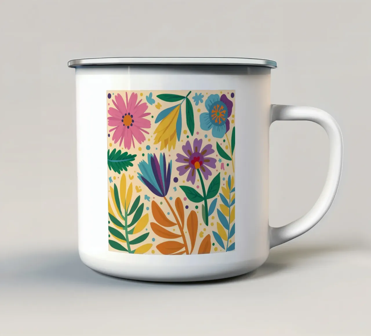 Patch di fiori selvatici stravaganti tazza in smalto da Solace Light