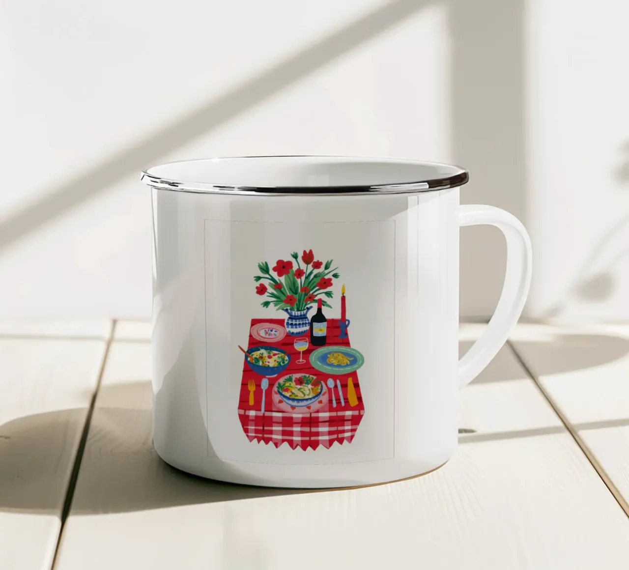 Charming Gingham Picnic tazza in smalto da Solace Light