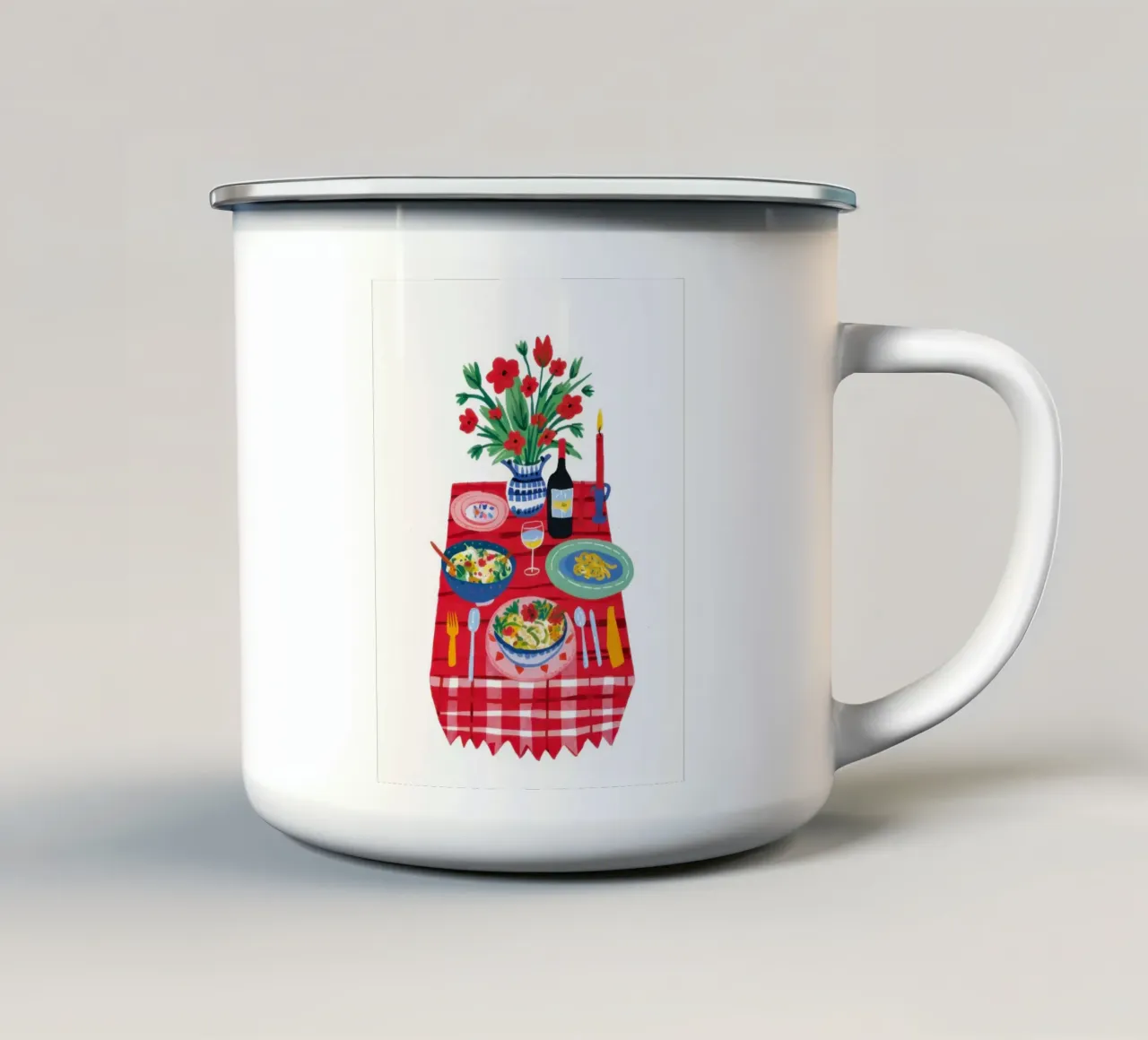 Charming Gingham Picnic tazza in smalto da Solace Light