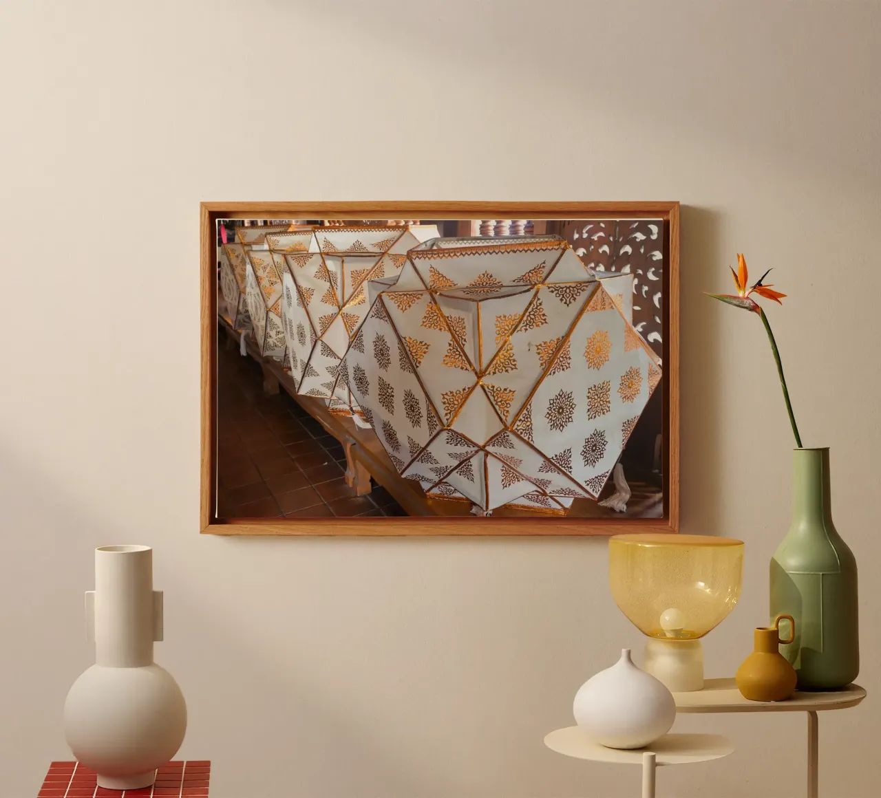 Decorative Geometric Lanterns on Display canvas by byrieneke