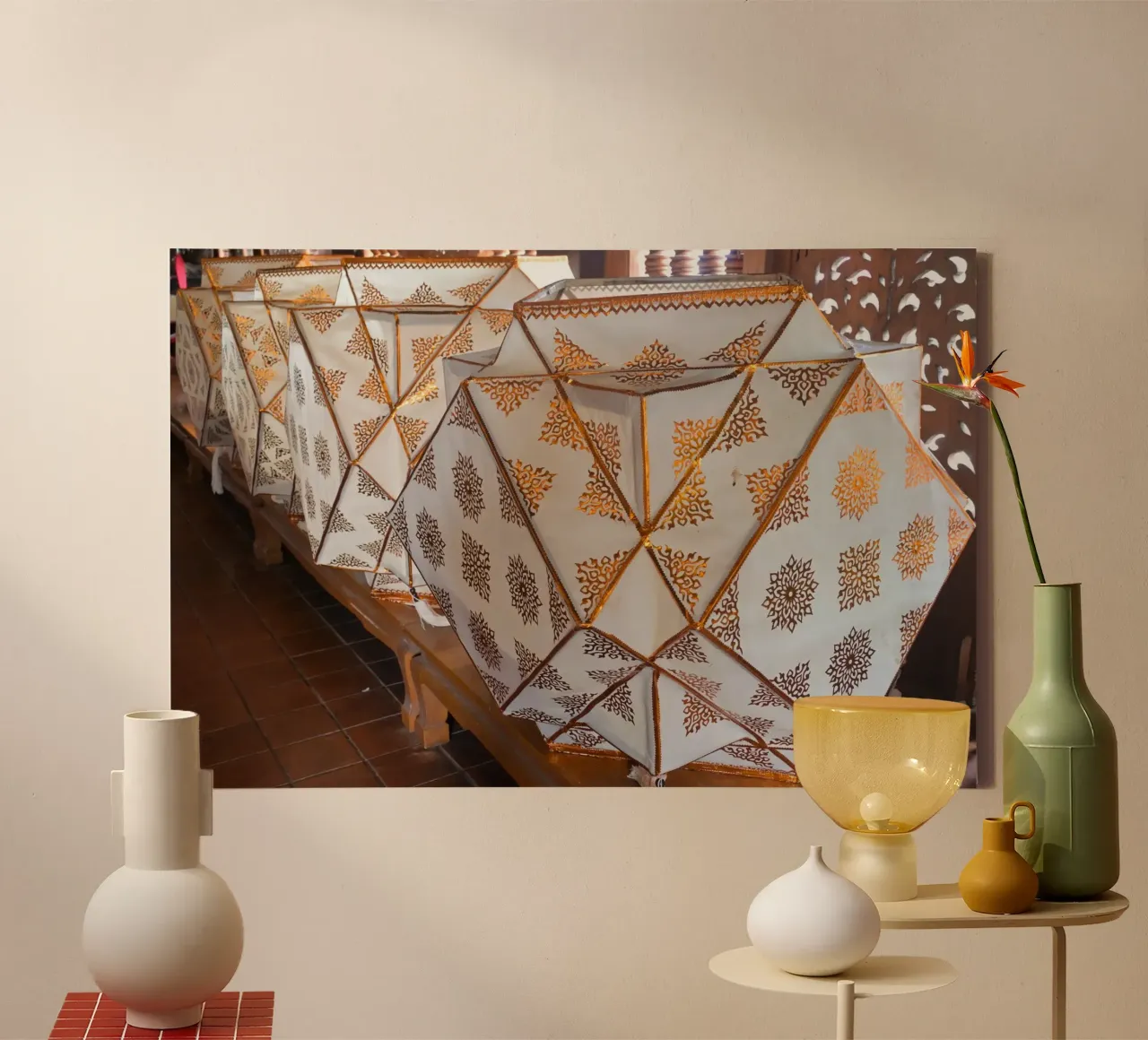 Decorative Geometric Lanterns on Display canvas by byrieneke