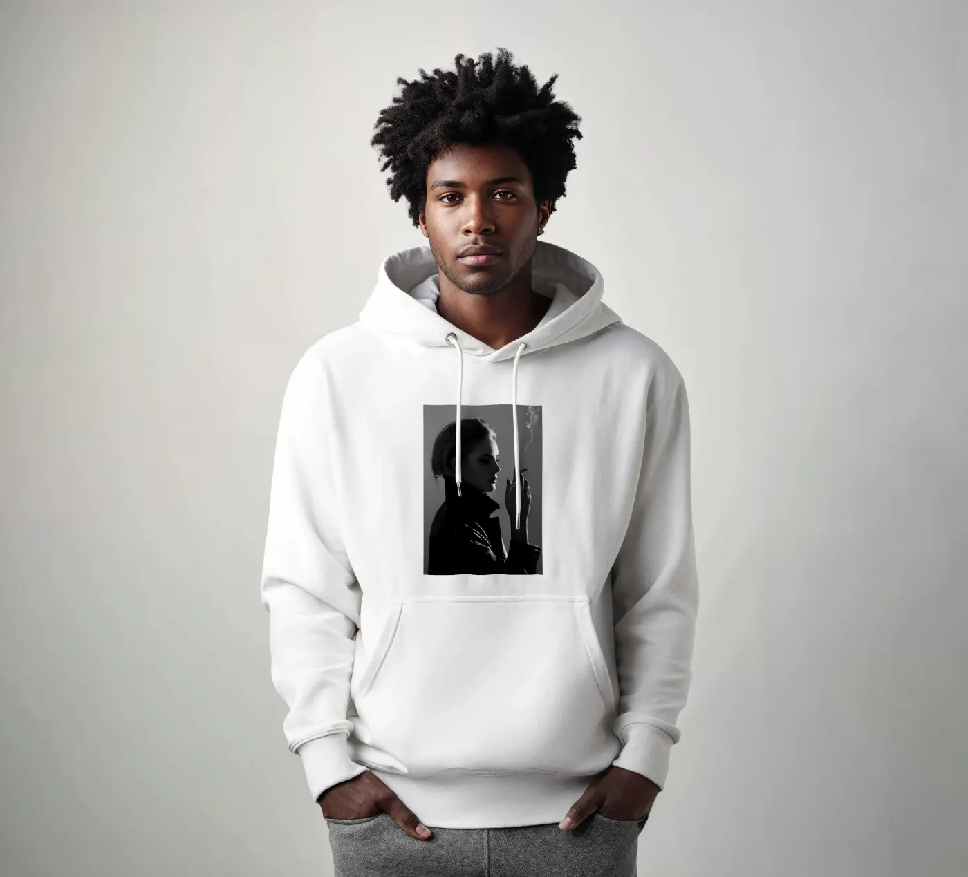 Fumo e profilo felpa con cappuccio da Galery Vintage