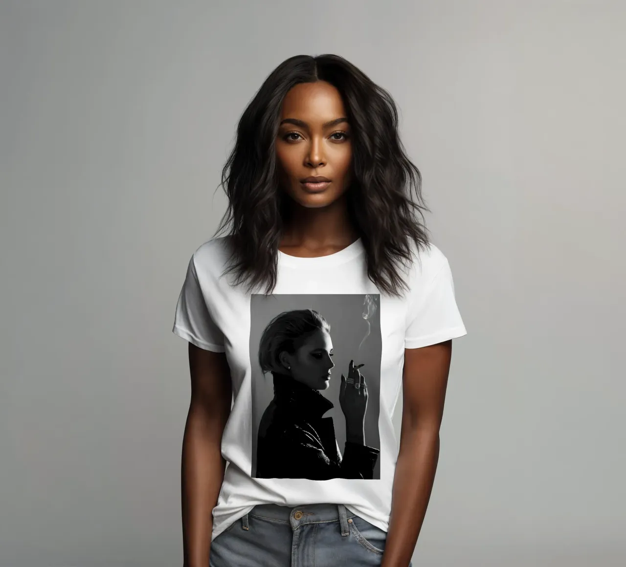 Fumo e profilo t-shirt da donna da Galery Vintage