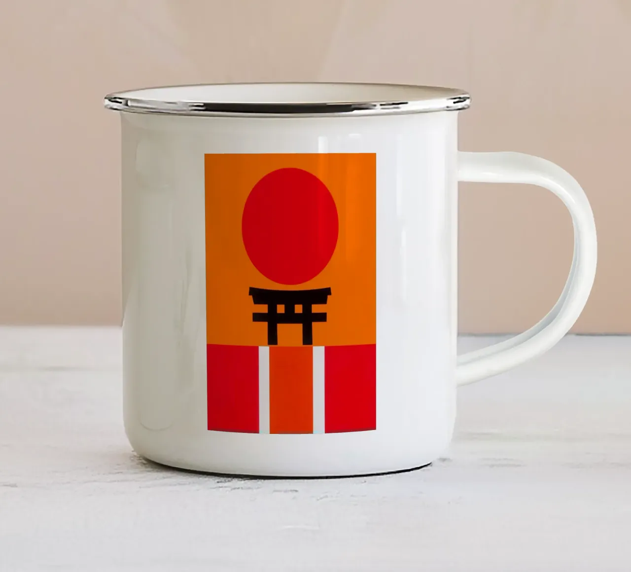 Cancello shintoista giapponese astratto in rosso-arancio tazza in smalto da Autofocus