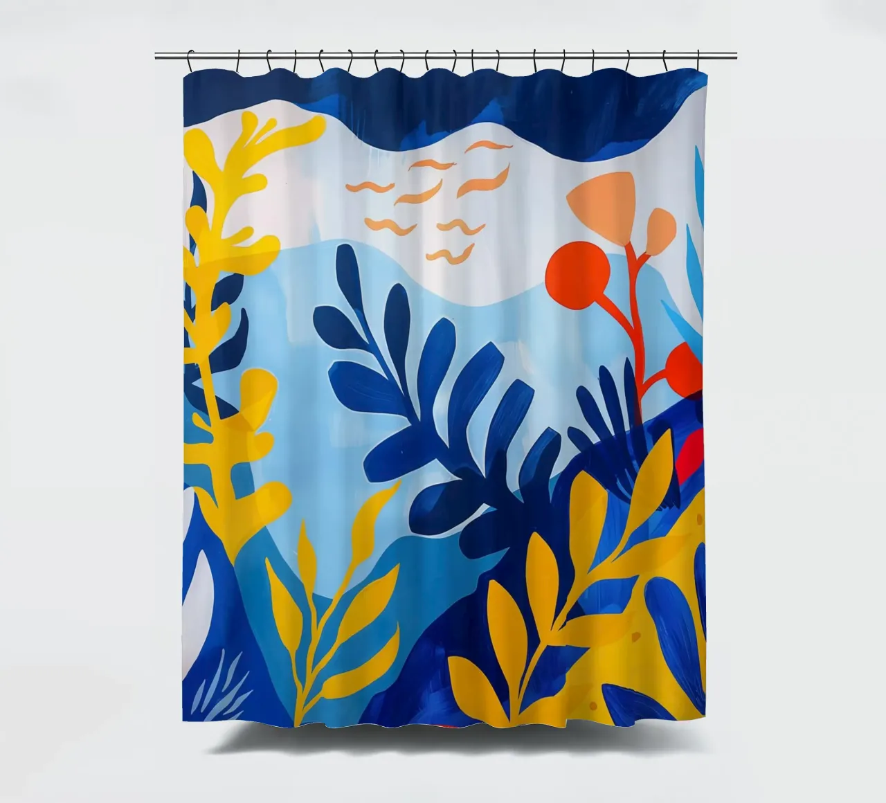 Paesaggio marino floreale con fiori di spiaggia tenda da doccia da Autofocus