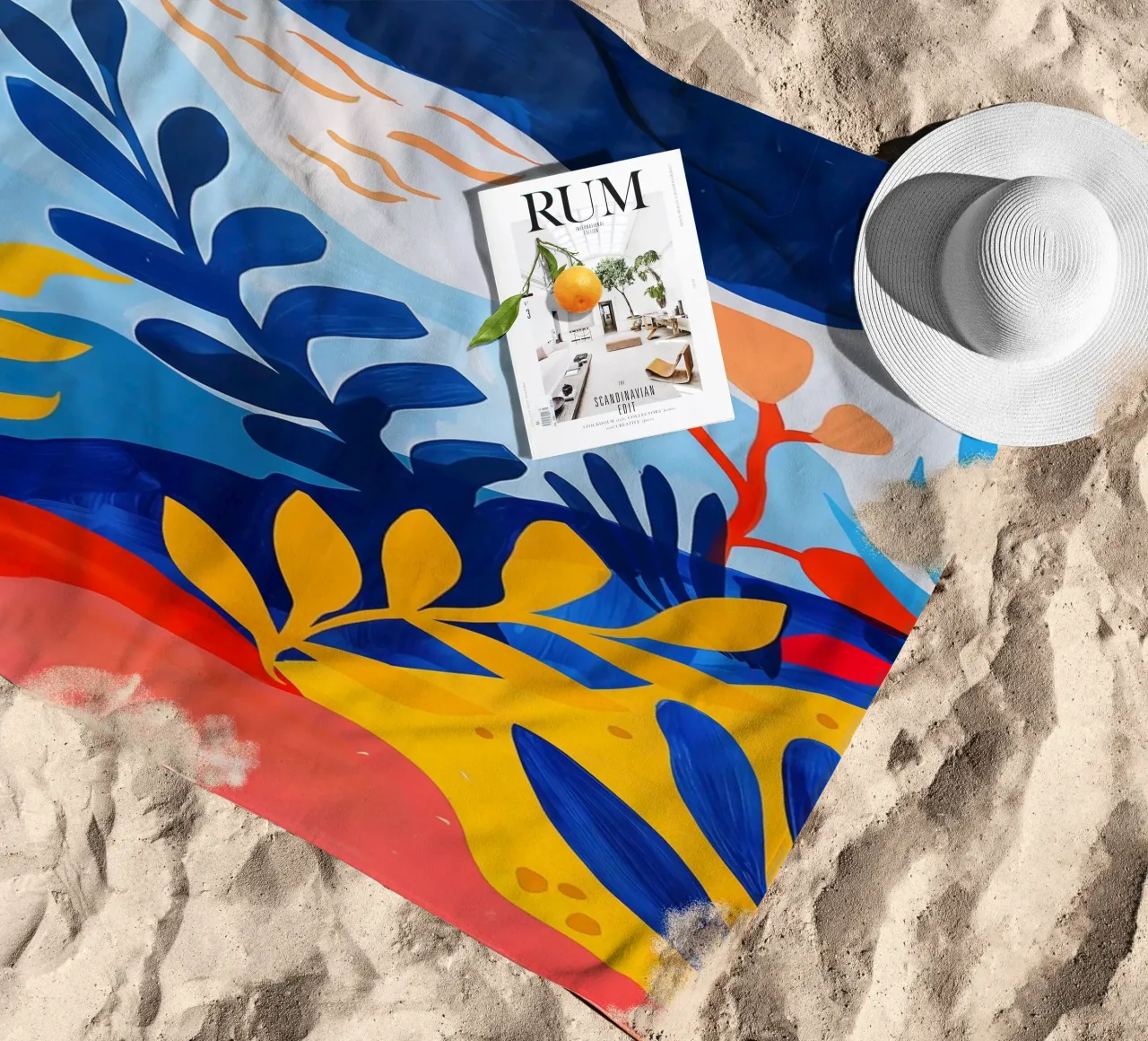 Paesaggio marino floreale con fiori di spiaggia telo mare da Autofocus