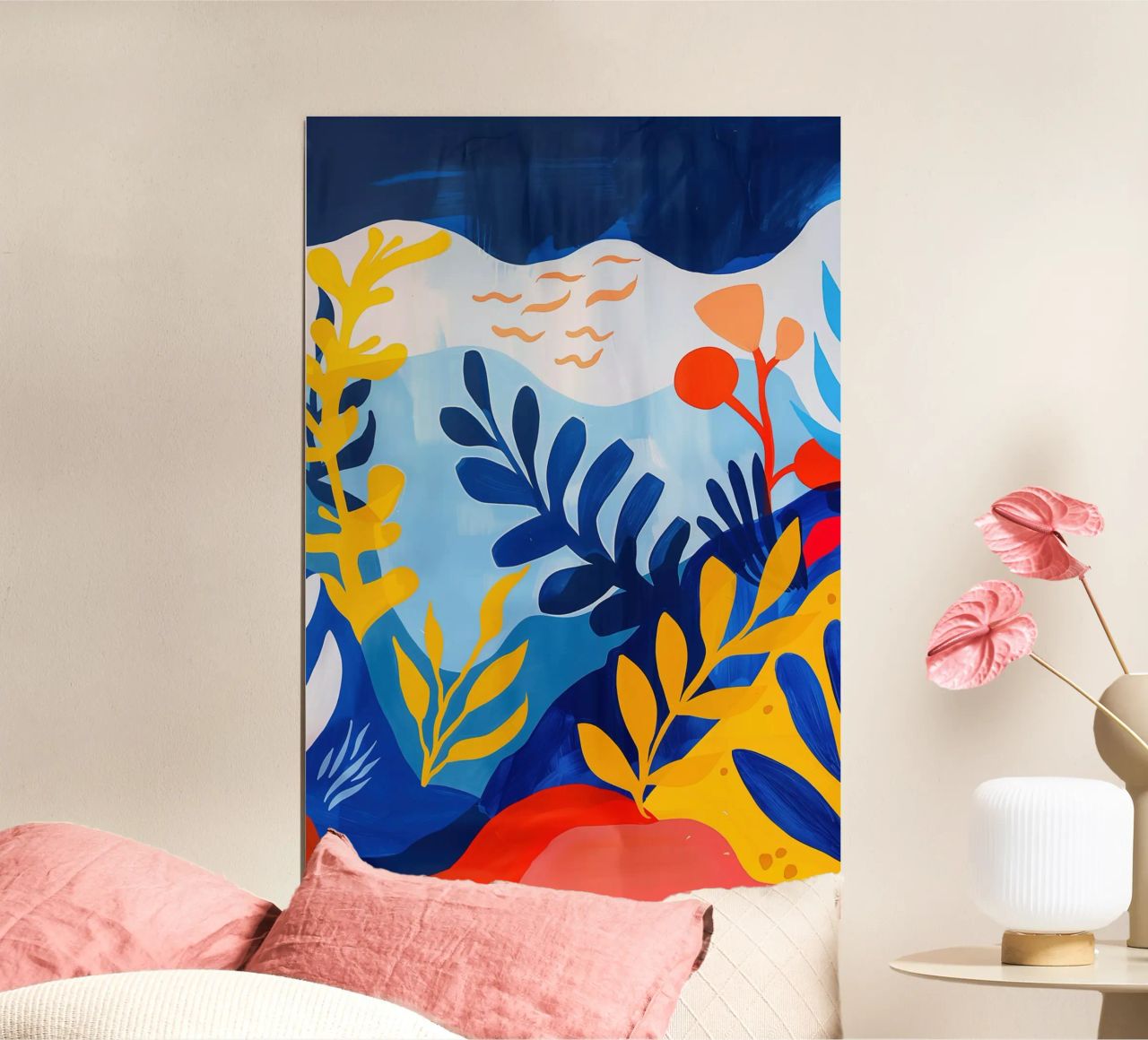 Pièce florale de lac avec des fleurs de plage poster de Autofocus