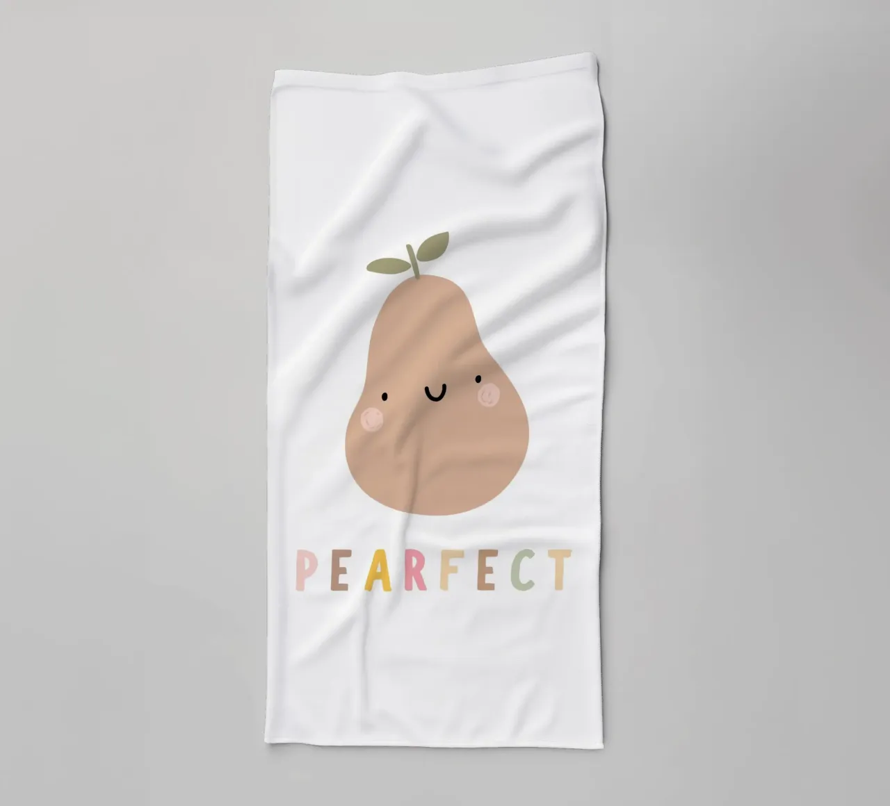 Pearfect, Playful Minimalist Fruit Print towel by Littleleo