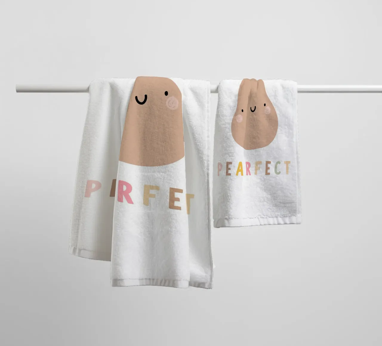 Pearfect, Playful Minimalist Fruit Print towel by Littleleo