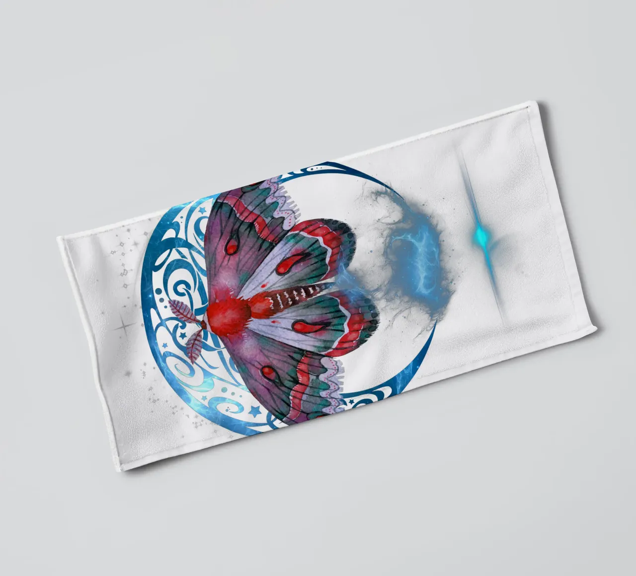 Mystical Moth with Moon and Stars towel by Eva Nev