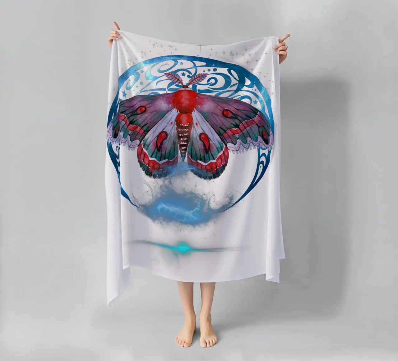 Falena mistica con luna e stelle telo mare da Eva Nev