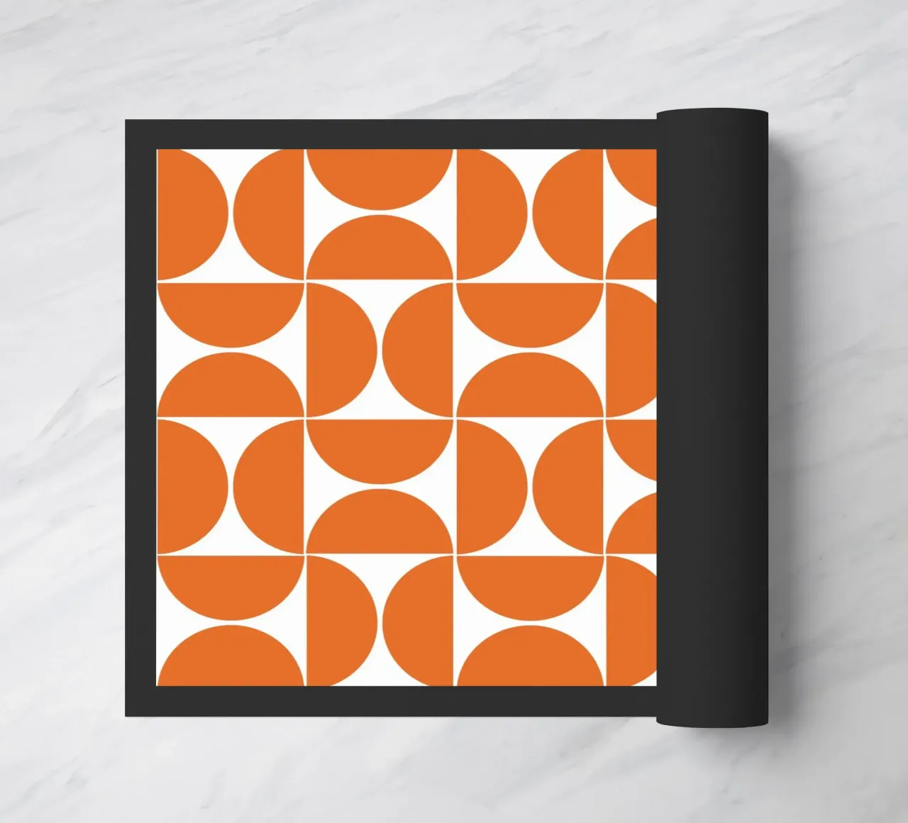 Arancione metà secolo moderno semi pattern zerbino da Timeless moderna