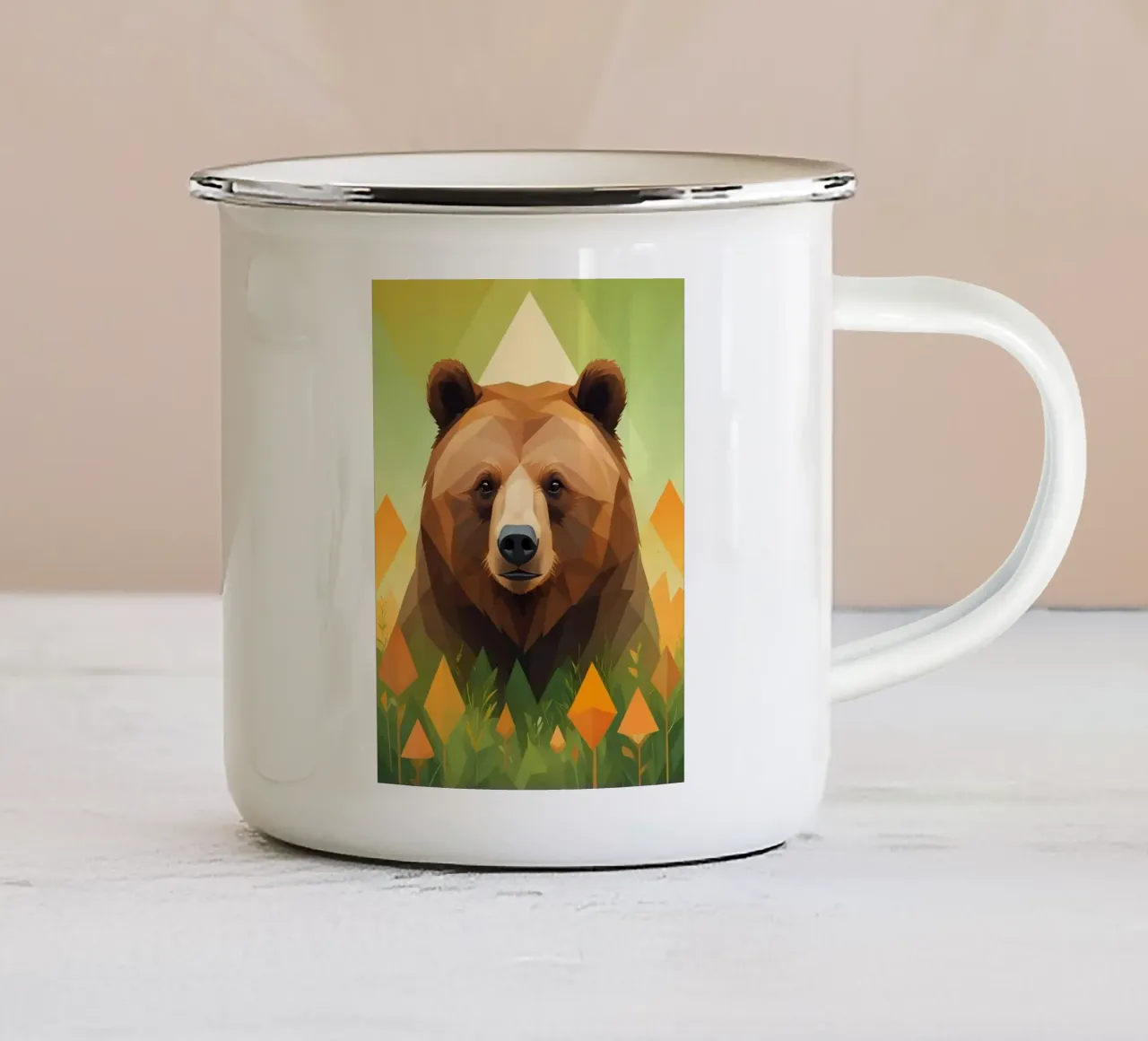 Orso geometrico - Fauna selvatica moderna tazza in smalto da Graceful Desine