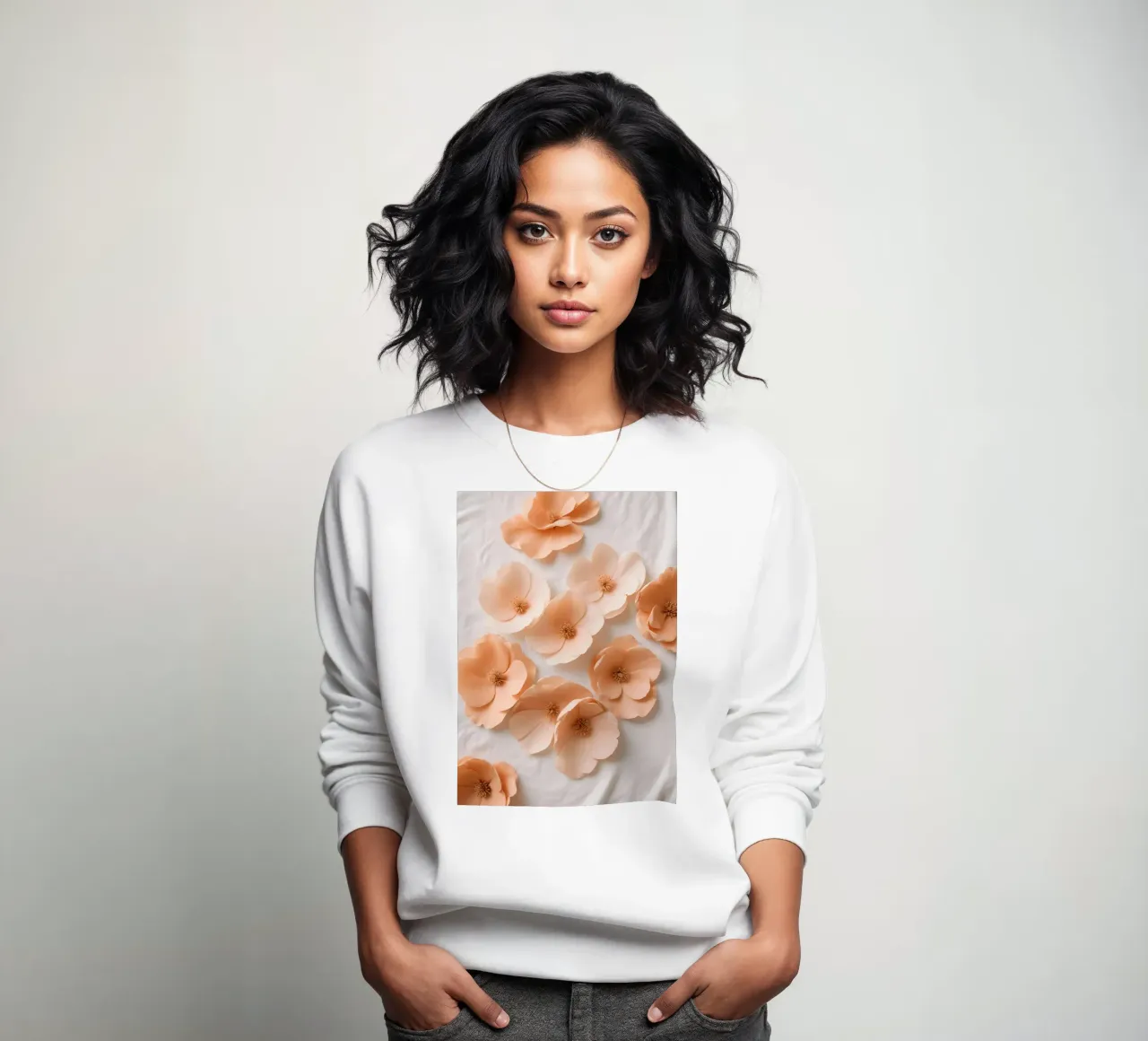Peach Bloom - Floreale minimale felpa da Graceful Desine