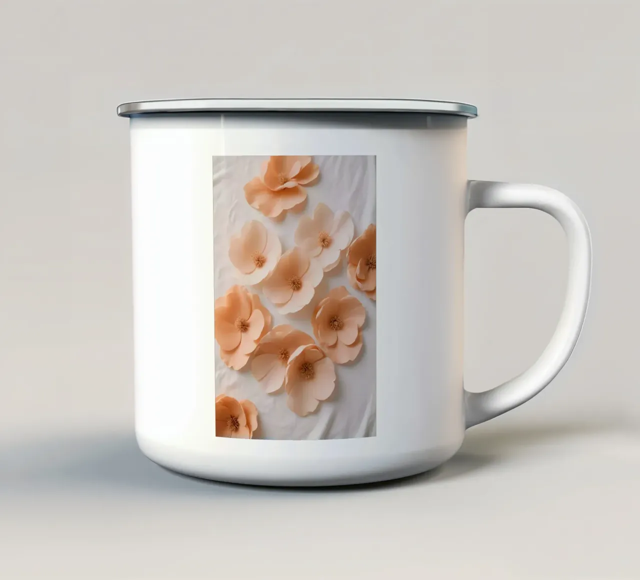 Peach Bloom - Floreale minimale tazza in smalto da Graceful Desine
