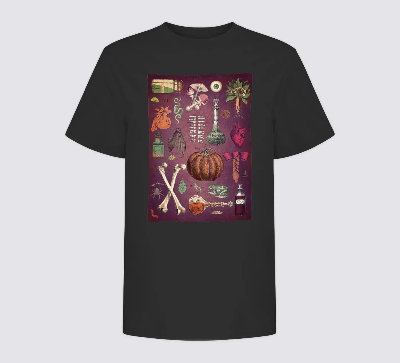 Collage Basic Ingredients for a Witch kinder t-shirt van Eva Nev