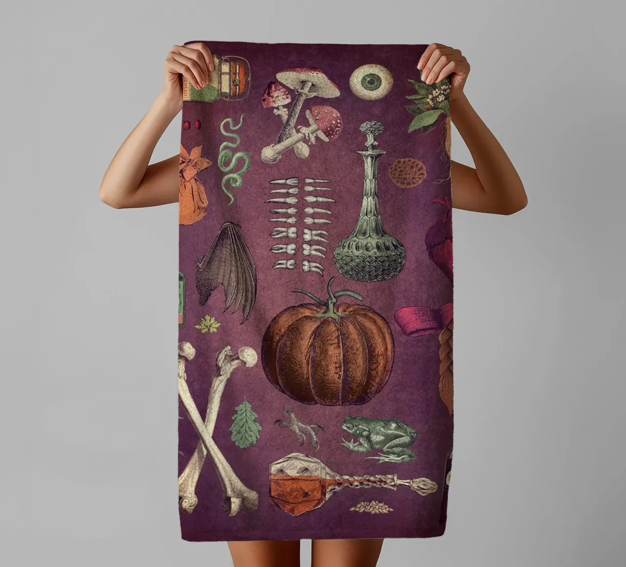 Collage Basic Ingredients for a Witch towel by Eva Nev