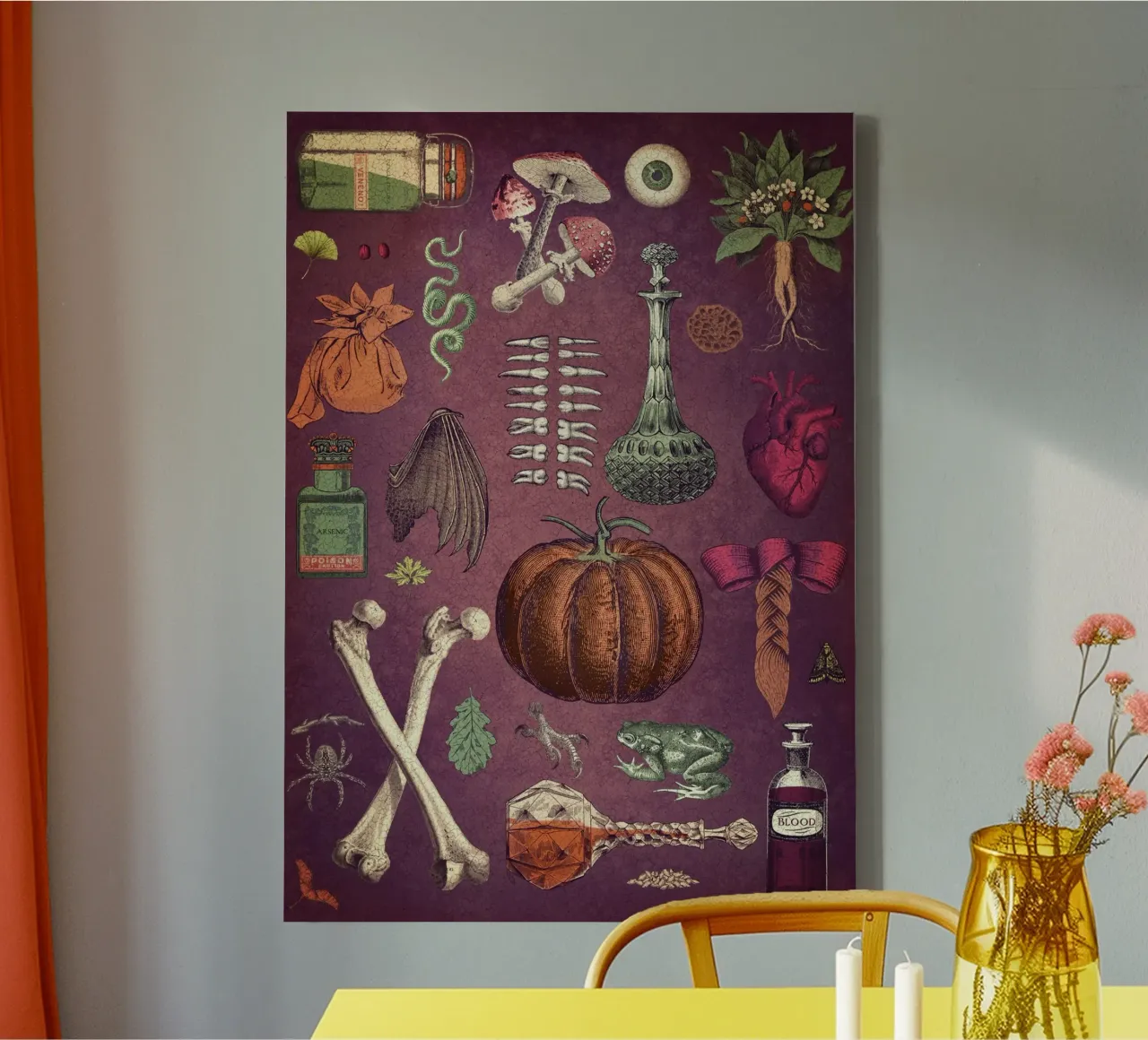 Collage Ingredienti di base per una strega tela con Cornice a cassetta da Eva Nev