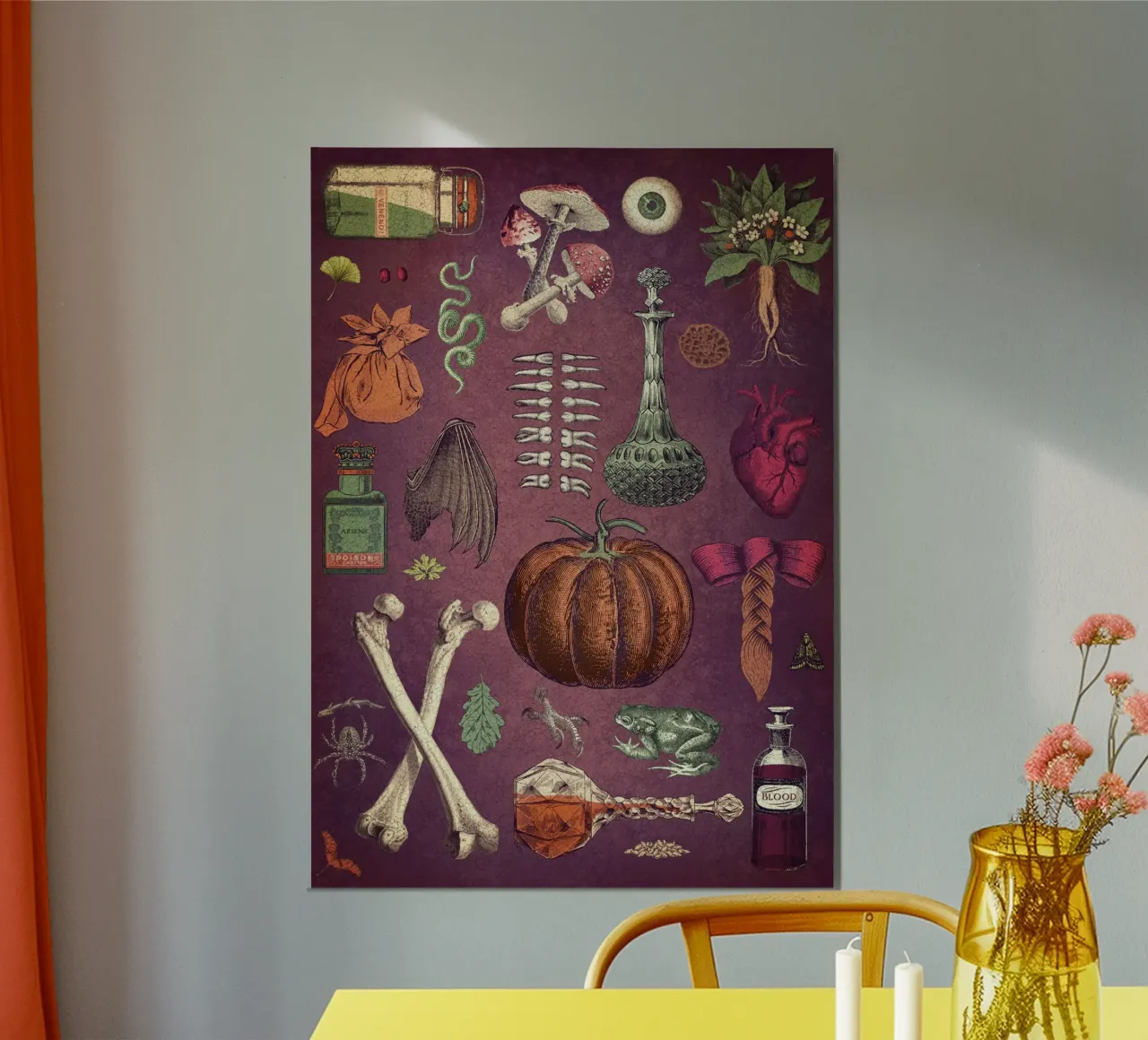 Collage Ingredientes básicos para una bruja poster con marco de plástico de Eva Nev