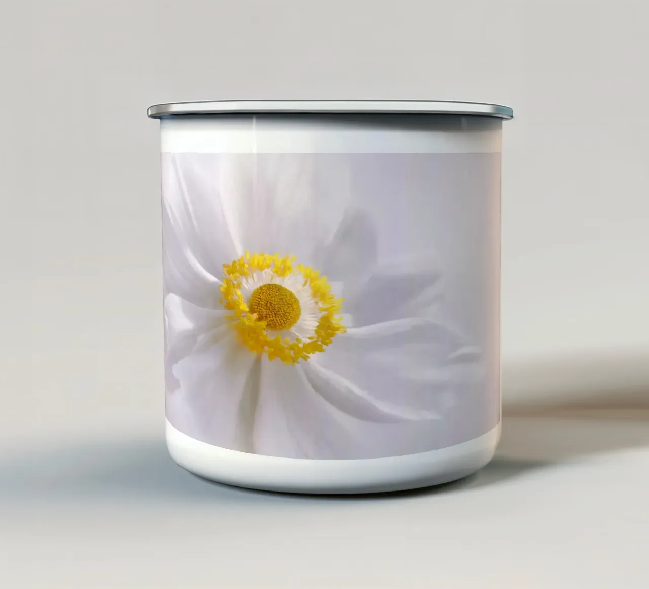 Anemone bianco tazza in smalto da Atteloi