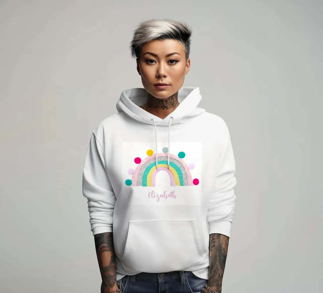 Pom Pom Arcobaleno felpa con cappuccio da cafelab