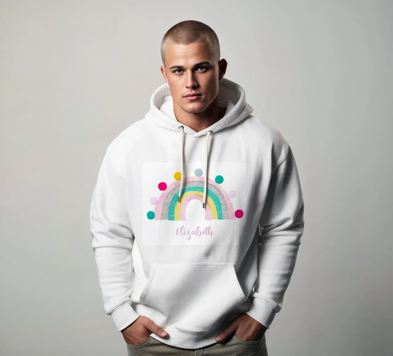 Pom Pom Arcobaleno felpa con cappuccio da cafelab