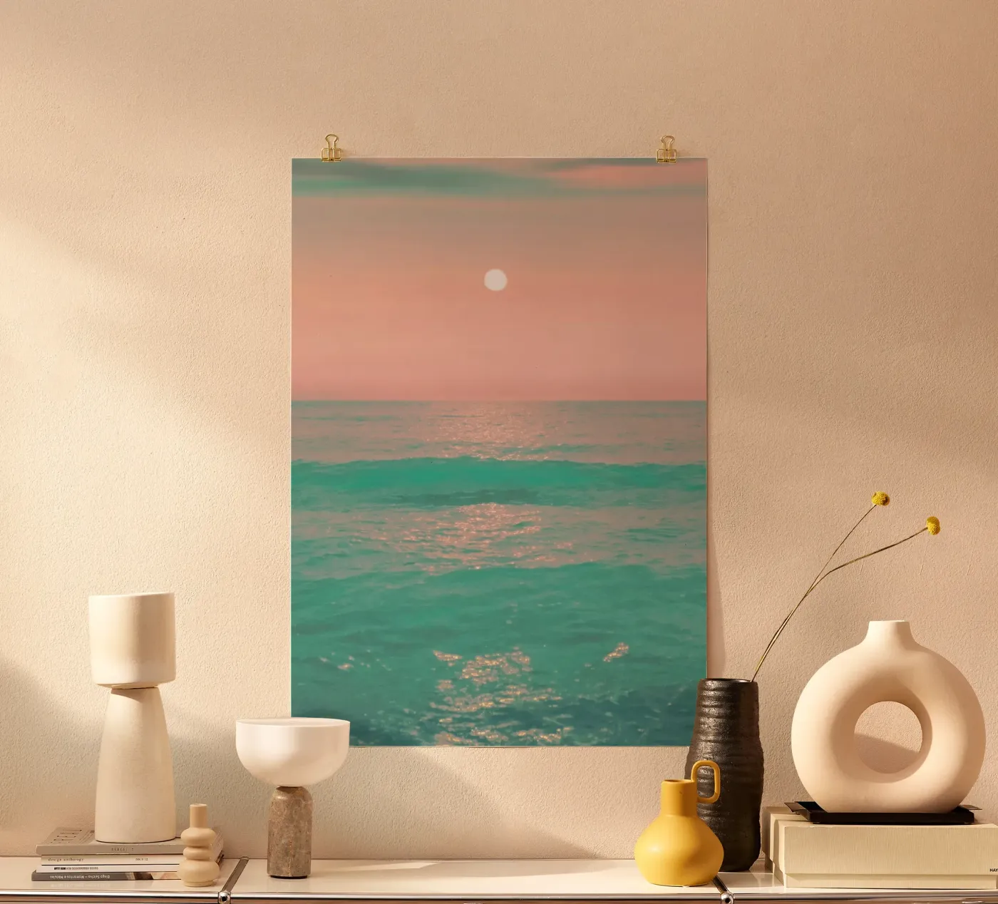 Rose clair Eau turquoise poster de Eva Nev Photography